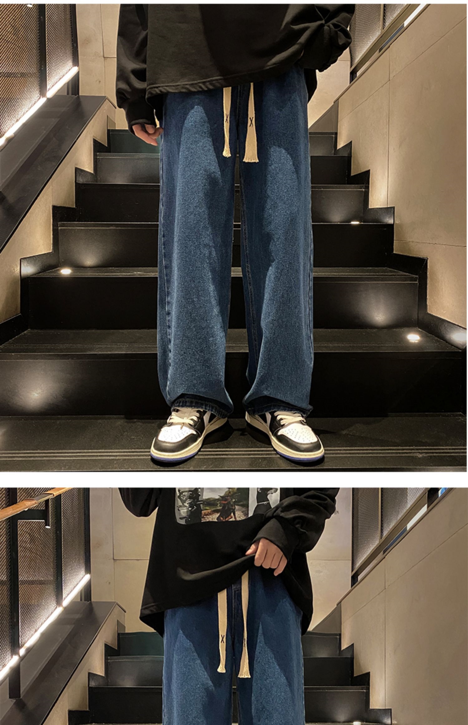 Мужские джинсы винтажного светло-голубого цвета 2024 весна оптом из Китая