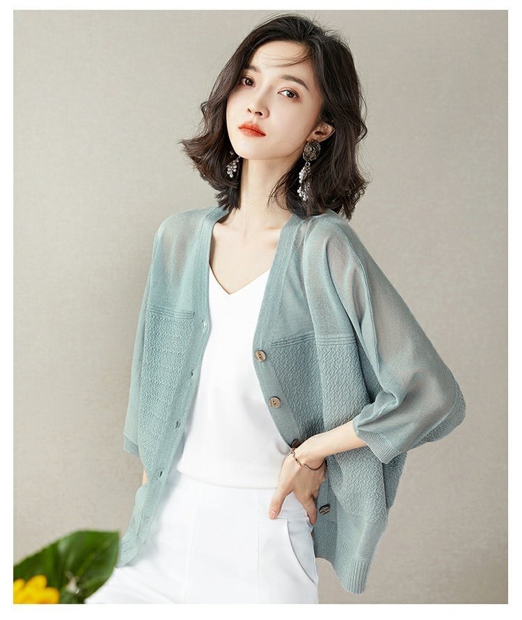 Женская летняя тонкая кардиган с объемным рукавом оптом