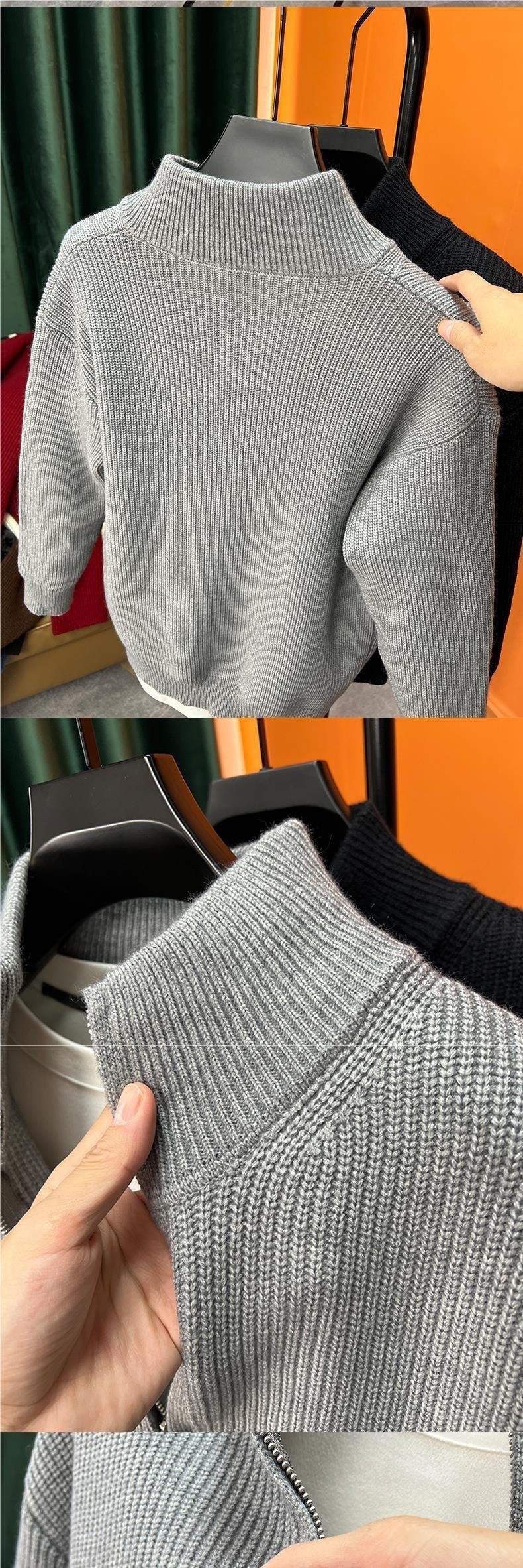 Мужская зимняя вязаная куртка с молнией оптом