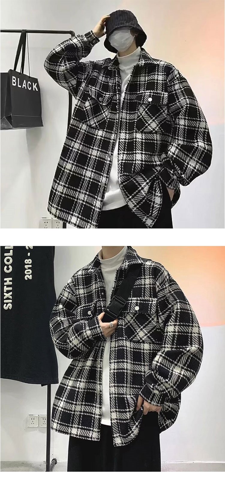 Мужская куртка в клетку с капюшоном оптом из Китая