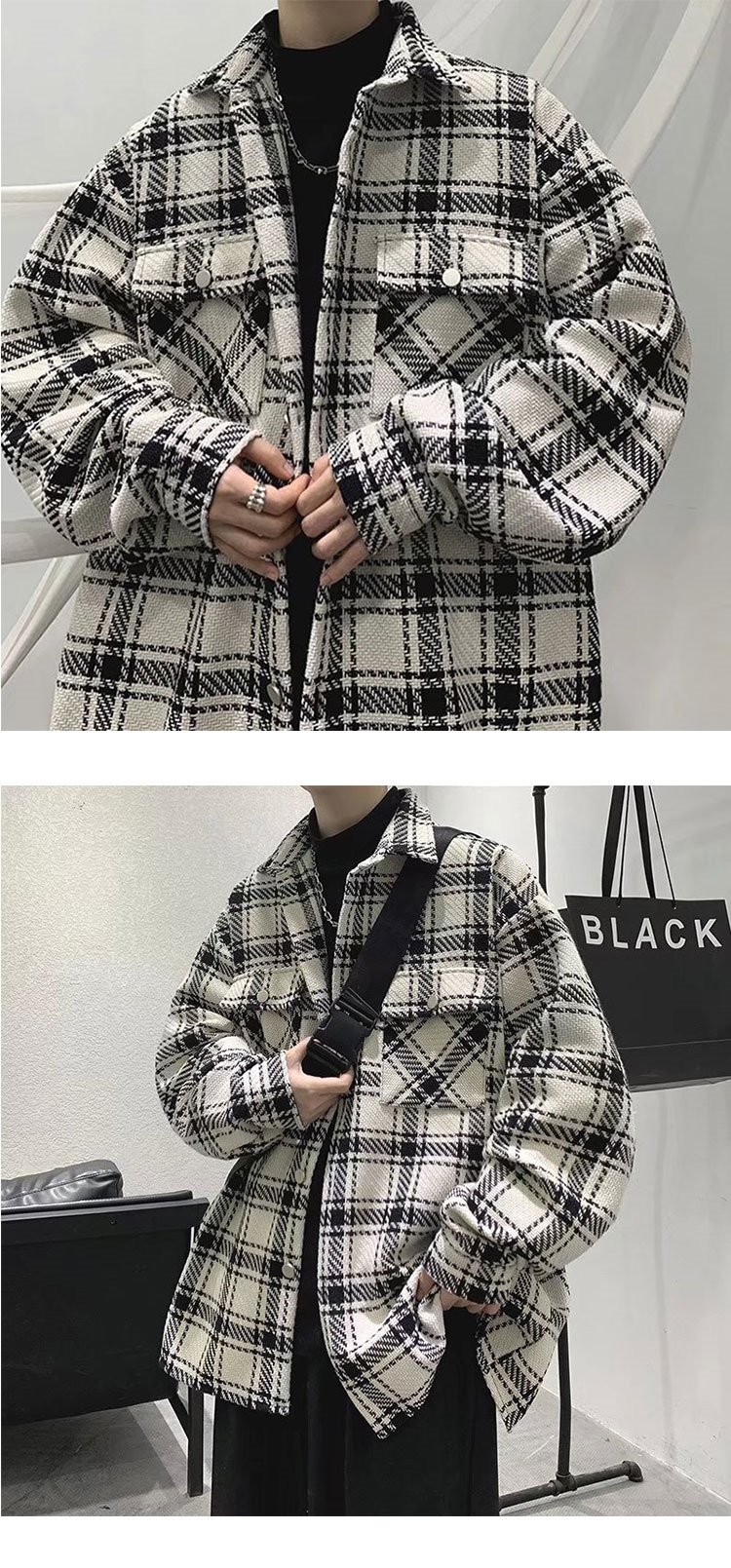 Мужская куртка в клетку с капюшоном оптом из Китая