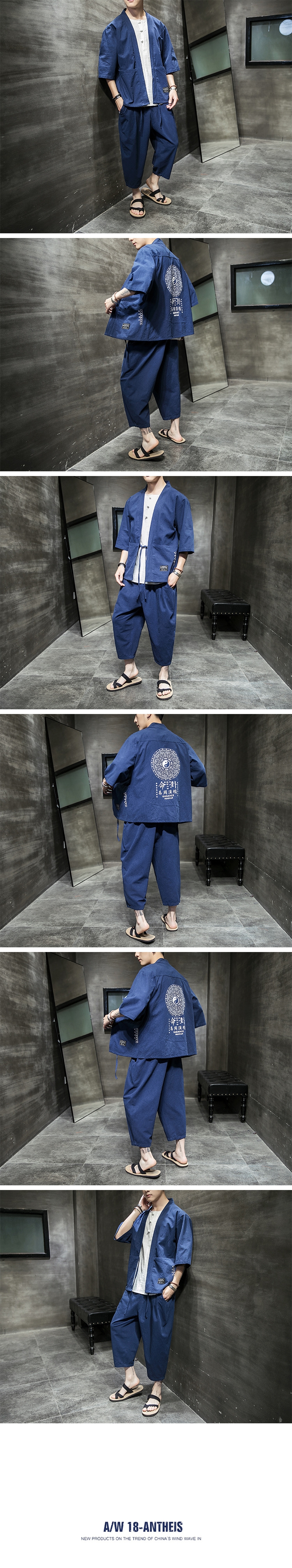 Китайский стиль льняной летний костюм для мужчин оптом из Китая