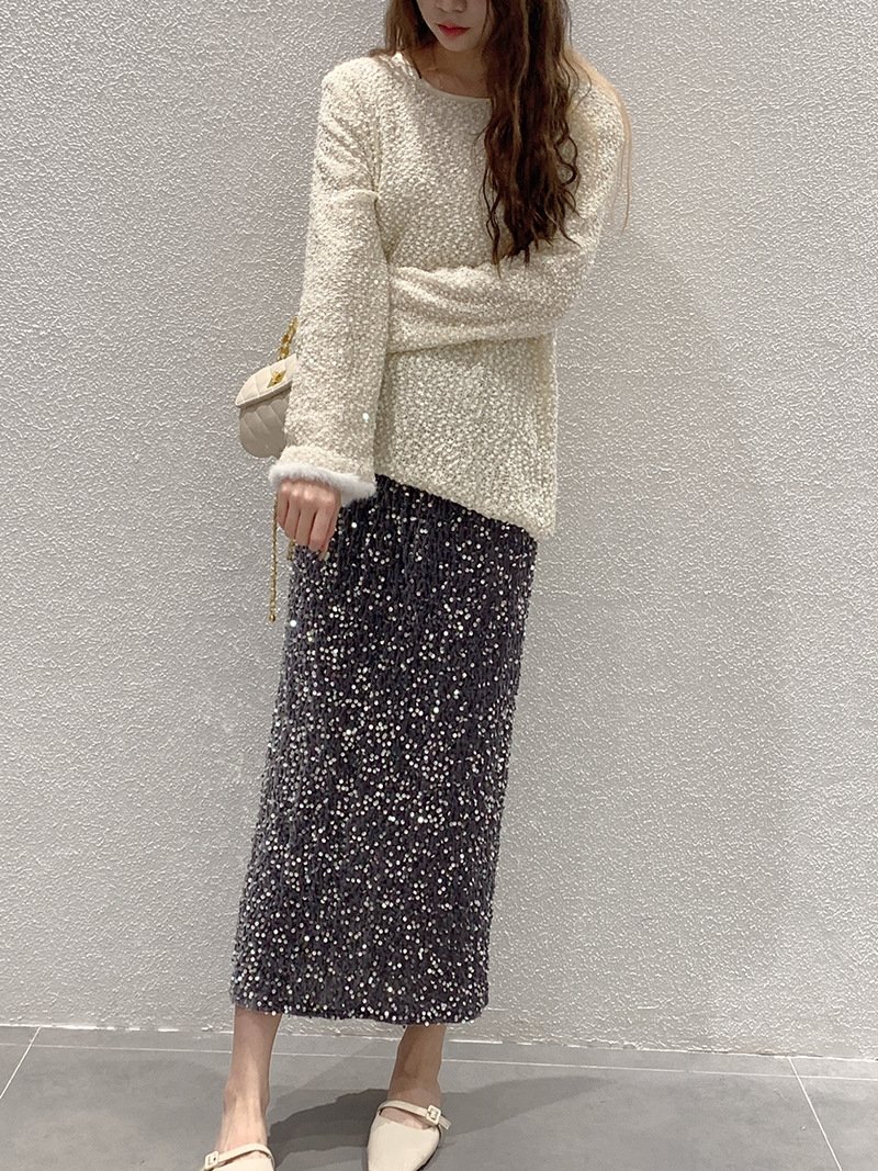 Высокая юбка с блестками из бархата оптом из Китая