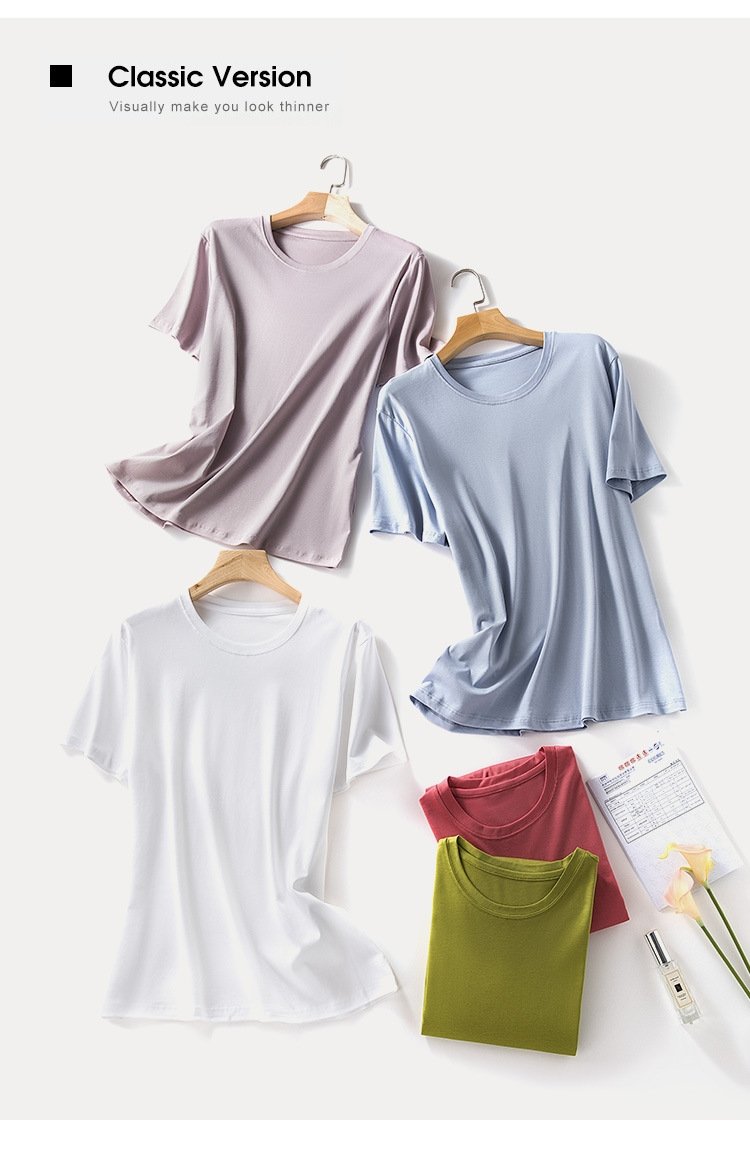 Майка из шелковистого хлопка с короткими рукавами оптом из Китая