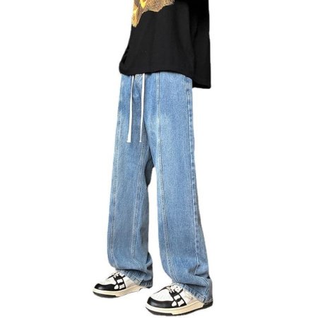 Джинсы мужские 2024 новинка весна осень тонкие американские уличные широкие прямые свободные брюки фото