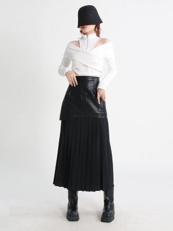 Женская кожаная юбка в стиле уличной моды фото