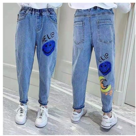 Детские джинсы с высокой талией фотография