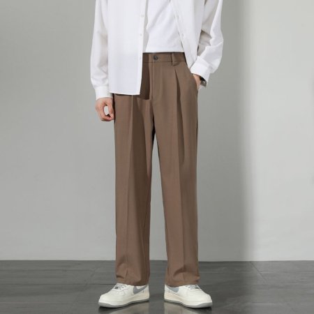 Летние мужские брюки прямого кроя с широкими штанинами фотография