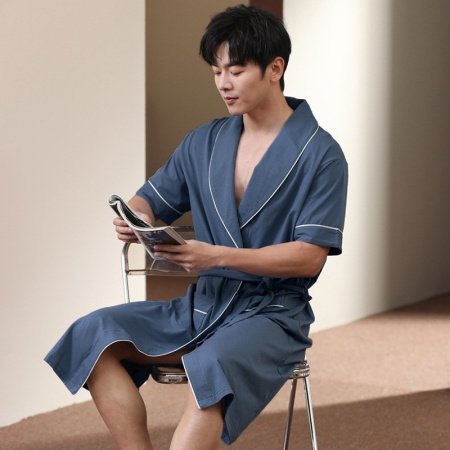 Мужской халат для сна и ванной комнаты из модального хлопка фотография