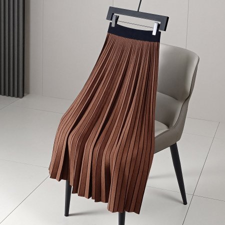 Женская двусторонняя вязаная плиссированная юбка 2023 новинка A-силуэта фотография