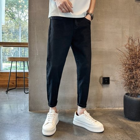 Мужские джинсы летние узкие прямые брюки изображение