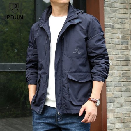 Мужской ветровой плащ с капюшоном изображение