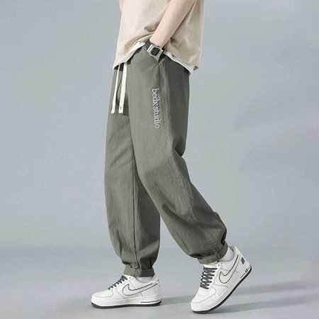 Летние мужские брюки с прямым кроем и американской вышивкой изображение