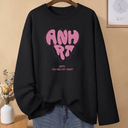 Женская футболка с длинным рукавом из чистого хлопка 230 г 2024 новая осенне-зимняя модель фотография