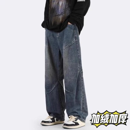 Джинсы мужские прямые свободные 2024 новые американские уличные мужские брюки весна осень фотография