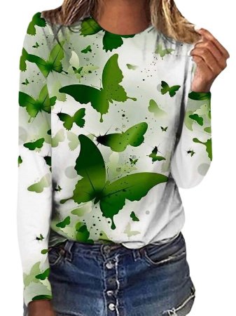 Женская футболка с длинным рукавом 3D-печать трехлистников фотография