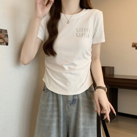 Футболка с коротким рукавом 2024 лето женская фото