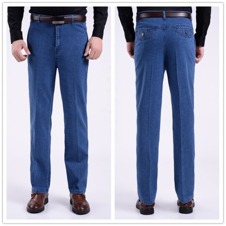 Мужские джинсы прямого кроя с высокой посадкой для мужчин среднего возраста фотография