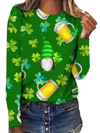 Женская футболка с длинным рукавом 3D-печать трехлистников фотография