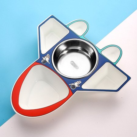 Детская тарелка из нержавеющей стали с разделением на секции фотография