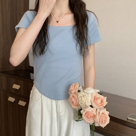 Летний женский футболка с укороченным рукавом фотография