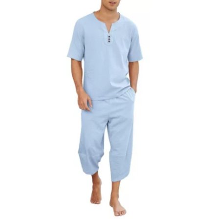 Мужской летний костюм с коротким рукавом и шортами изображение