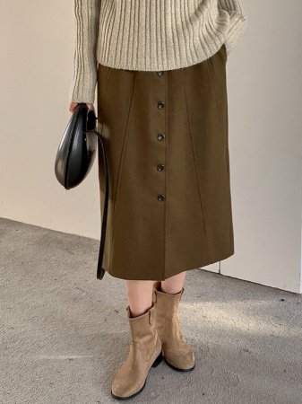 Шерстяная юбка с разрезом 2023 фотография