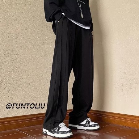 Мужские джинсы с широкими штанинами и высокой посадкой фотография