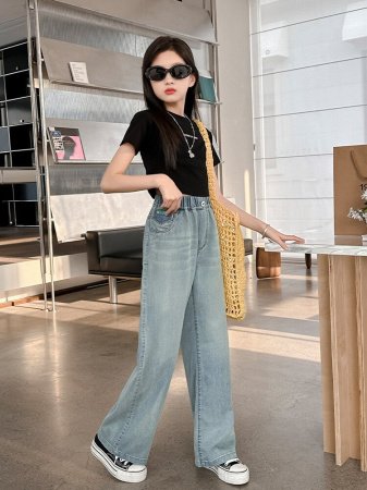 Джинсы для девочек летние 2024 фотография