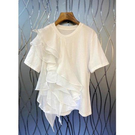 Женская футболка с широкими короткими рукавами и сетчатыми вставками фотография