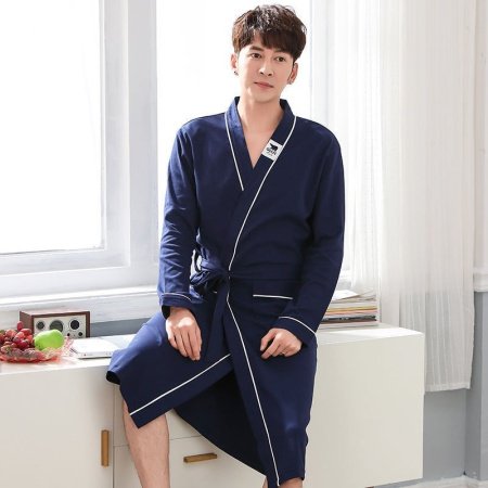 Халат для сна летний длинный сексуальный хлопковый для женщин и мужчин 100% хлопок больших размеров тонкий для пар фотография