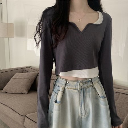 Женская футболка с длинным рукавом в ретро стиле фотография