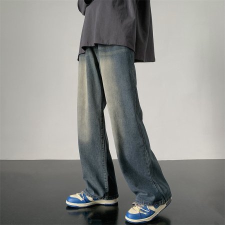 Мужские джинсы в стиле ретро с широкими брючинами 2024 весна-осень изображение