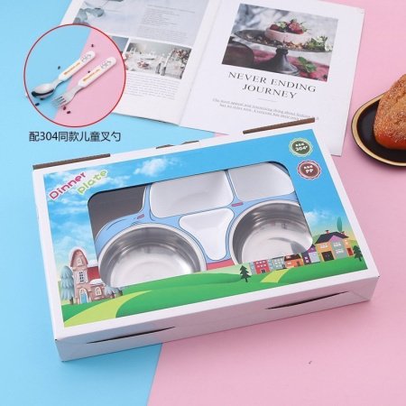 Детская тарелка из нержавеющей стали с разделением на секции фотография