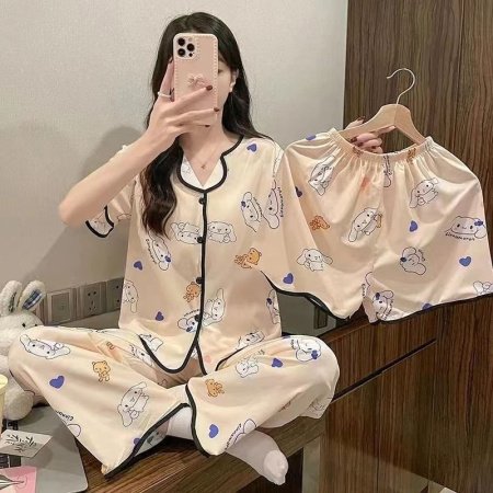 Летний женский пижамный комплект из молочного шелка фотография