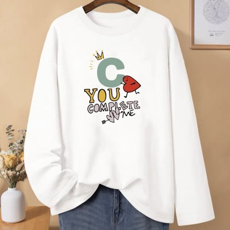 Женская футболка с длинным рукавом из чистого хлопка 230 г 2024 новая осенне-зимняя модель фотография