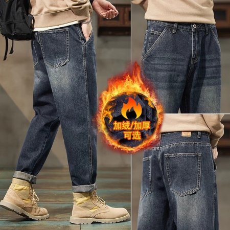 Мужские джинсы прямого кроя с утеплением фото