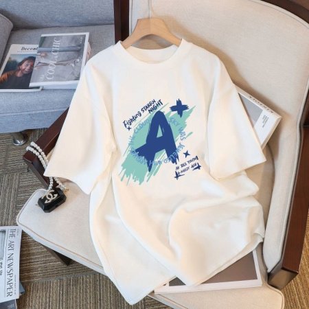 Белая мужская и женская футболка на завышенной посадке из 230 граммового чистого хлопка изображение