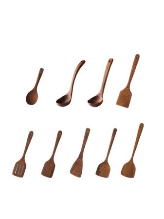 Набор кухонных инструментов из натурального дерева фотография