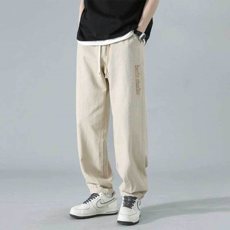 Летние мужские брюки с прямым кроем и американской вышивкой изображение