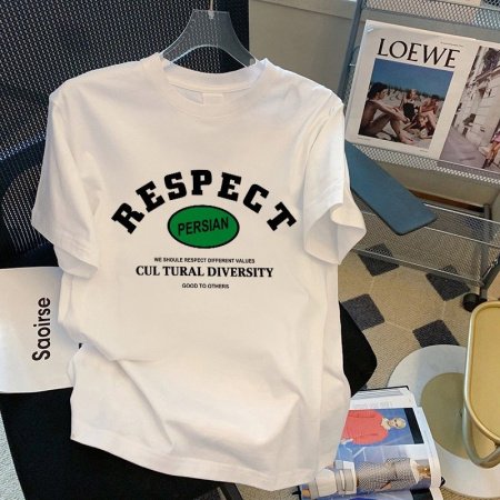 100% хлопок 220 г мультфильм принт круглый воротник короткий рукав футболка женская фотография