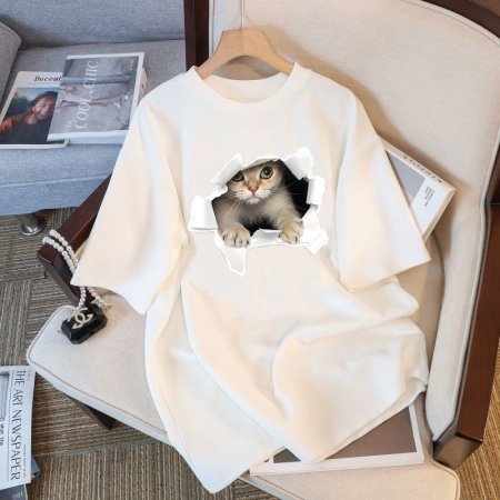 Белая мужская и женская футболка на завышенной посадке из 230 граммового чистого хлопка изображение