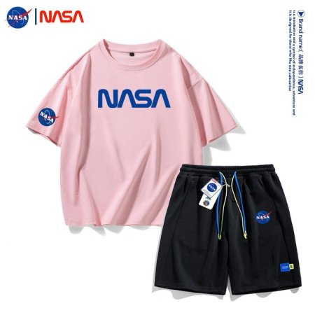 NASA Мужская и женская летняя широкая свободная хлопковая футболка с коротким рукавом для досуга и спорта фото
