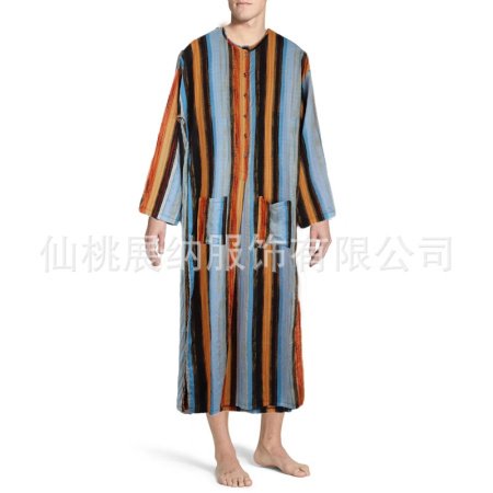 Мужская одежда восточного стиля с длинным рукавом и полосатым воротником фото