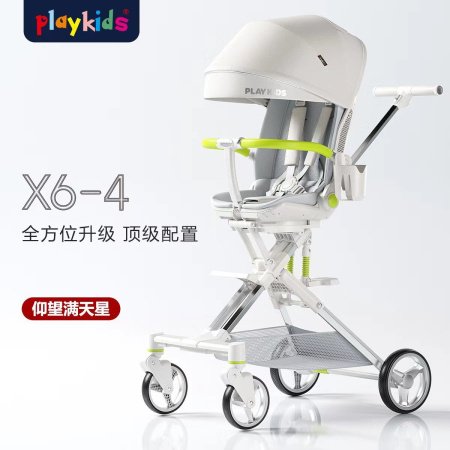 Playkids普洛可遛娃婴幼儿可躺可换向高景观轻便推车一键折叠X6X7 фотография