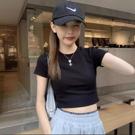 Женская футболка с коротким рукавом из чистого хлопка фото