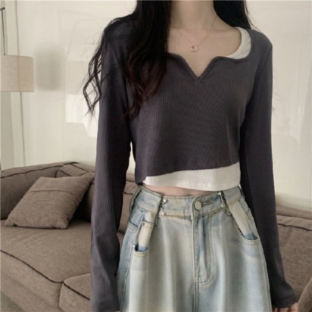 Женская футболка с длинным рукавом в ретро стиле фотография