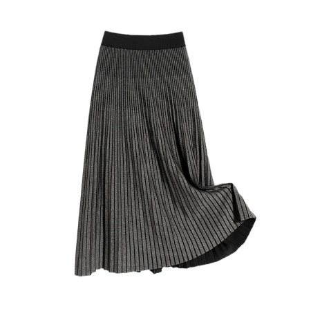Женская двусторонняя вязаная плиссированная юбка 2023 новинка A-силуэта фотография