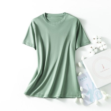 Майка из шелковистого хлопка с короткими рукавами фотография