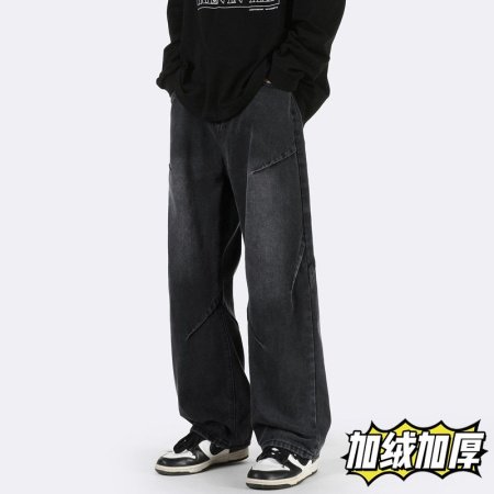 Джинсы мужские прямые свободные 2024 новые американские уличные мужские брюки весна осень фотография